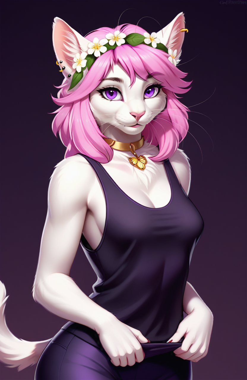 00116-950173189-, mammal, anthro, hair, goat, female, plant, whiskers, purple eyes, flower, fur, clothing, feline, simple background, hair acces.png